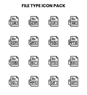 File Type Line Bundle Icons Pack Illustrazione stock