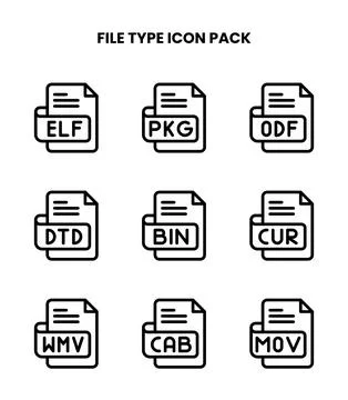File Type Line Design Icons Pack Stock Illustration