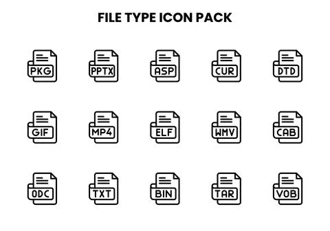 File Type Line UI Icons Pack 스톡 일러스트