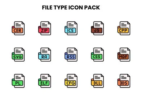 File Type Lineal Color UI Icons Pack Stock Illustration