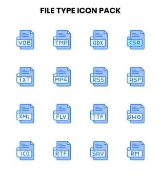 File Type Two Colour Bundle Icons Pack Stock Illustration