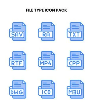 File Type Two Colour Bundle Icons Pack Stock Illustration