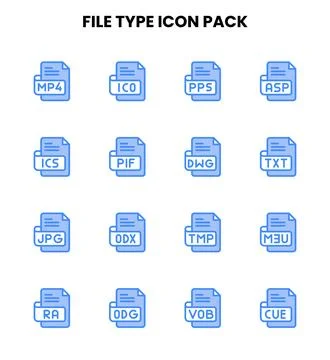 File Type Two Colour Collection Icons Pack Stock Illustration