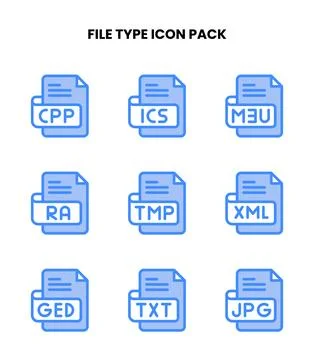 File Type Two Colour Set Icons Pack Stock Illustration