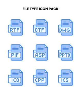 File Type Two Colour Set Icons Pack Stock Illustration