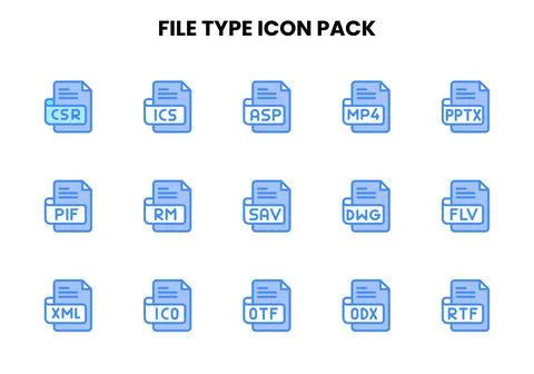 File Type Two Colour Set Icons Pack Stock Illustration