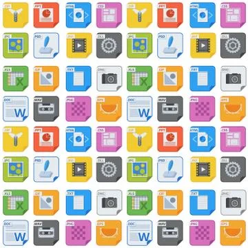 File types and formats seamless pattern background presentation document symbol Stock Illustration