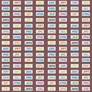 File types and formats seamless pattern background presentation document symbol Illustrazione stock