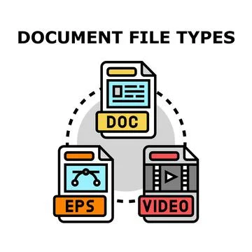 File types classifying digital document data formats Stock Illustration