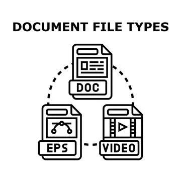 File types classifying digital document data formats Stock Illustration