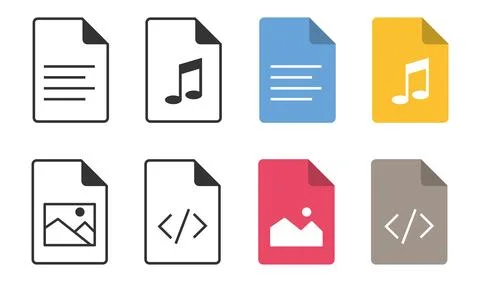 File types icon set. Formats and labels document symbol. Sign page vector. Illustrazione stock