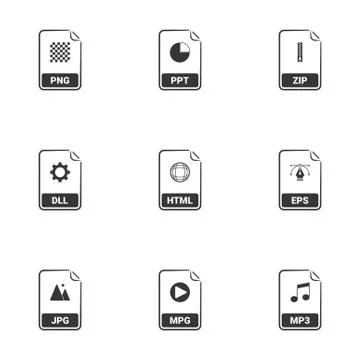 File Types icons.White background 스톡 일러스트