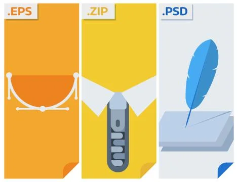 File types vector icons and formats labels file system icons presentation Stock Illustration