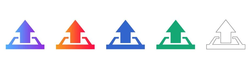 File Upload and Data Transfer Icon Set Stock Illustration