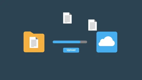 File Upload to Cloud with Progress Bar 2d Animation with Alpha Matte Stock Footage 339822066