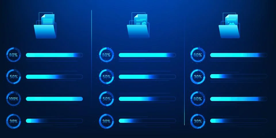 File Upload document Technology with Upload Progress Status, Data Transfer .. 스톡 일러스트