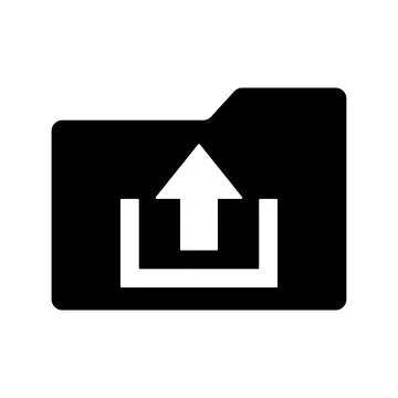 File, upload icon. Black vector graphics. Stock Illustration