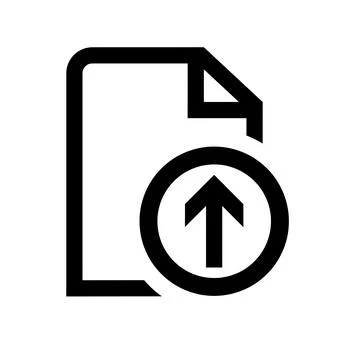 File upload icon with document and arrow symbol isolated on transparent Stock Illustration