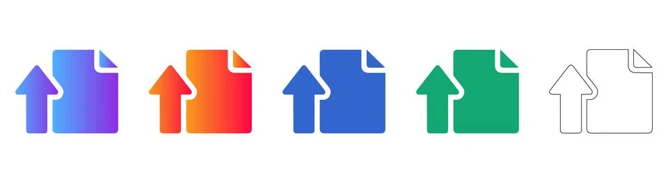 File Upload Icon Set with Gradient Design 스톡 일러스트