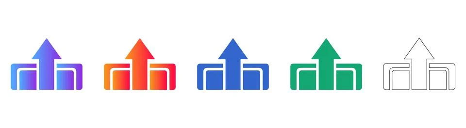 File Upload Icon Set with Upward Arrow Ilustração Stock