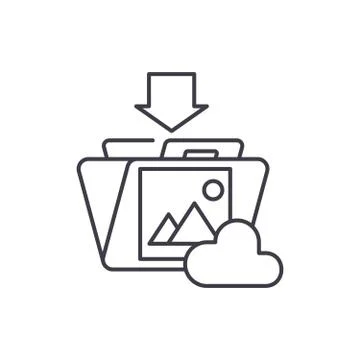 File upload line icon concept. File upload vector linear illustration, symbol 스톡 일러스트