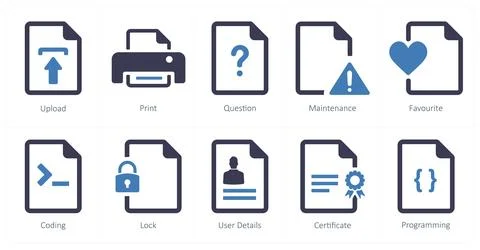 File as upload, print, question Stock Illustration