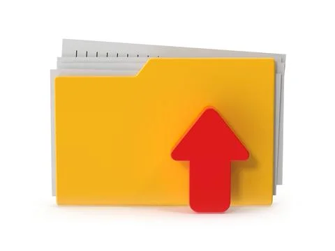 File upload process illustrative folder icon with red arrow Stock Illustration