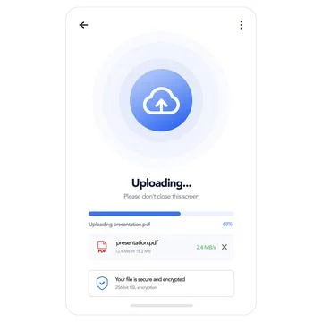 File upload progress screen. vector illustration Illustrazione stock
