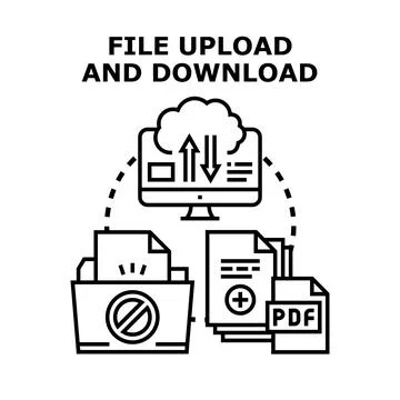 File uploading and downloading data transfer concept 库存插图