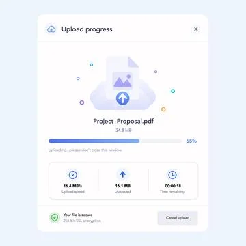File uploading progress dashboard. vector illustration Stock Illustration