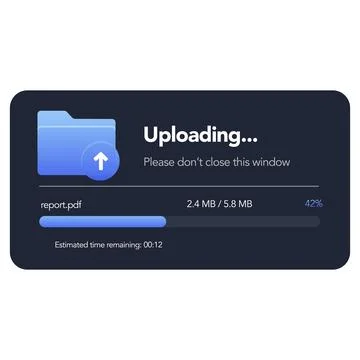 File uploading progress UI with progress bar vector illustration Stock Illustration