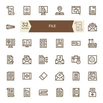 File Vector Icon Repository containing 32 Bold Line 64x64 Pixel Optimized g.. Stock Illustration