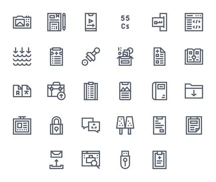 File Vector Icon Toolkit featuring 28 Editable 128x128 Bold Line elements 库存插图