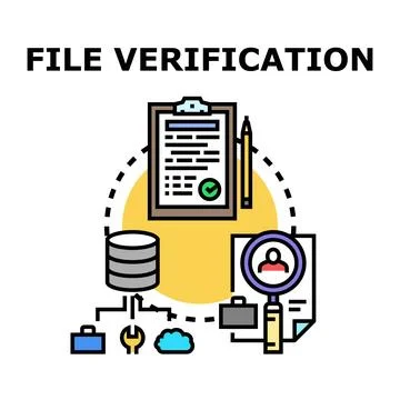 File verification process and data validation concept Stock Illustration