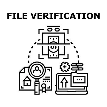 File verification process, document check and financial audit Stock Illustration