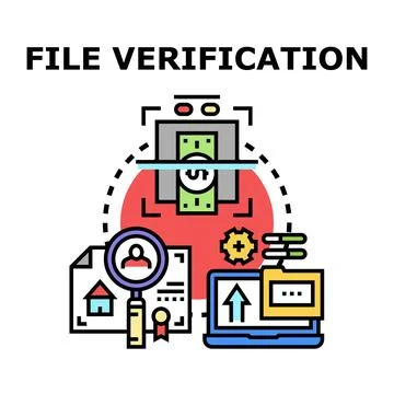 File verification process, document check and financial audit Stock Illustration