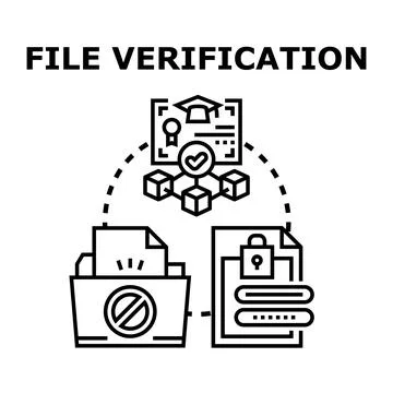 File verification process ensuring digital data security Stock Illustration