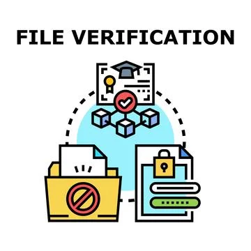 File verification process ensuring digital data security Illustrazione stock