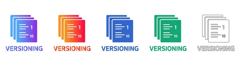 File Versioning and Document Management Icons Stock Illustration