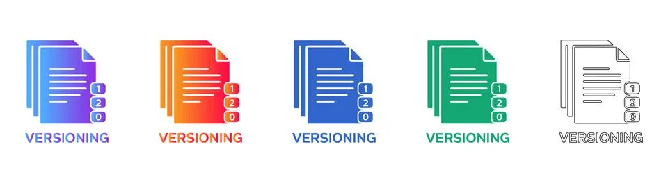 File Versioning Icon Set for Documentation Stock Illustration