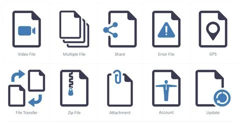 File as video file, multiple file, share Stock Illustration
