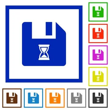 File waiting flat framed icons Stock Illustration