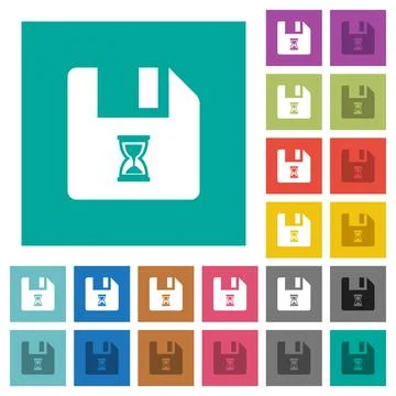 File waiting square flat multi colored icons Stock Illustration