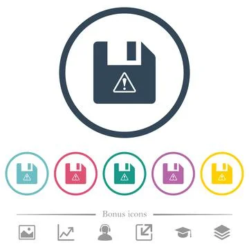 File warning flat color icons in round outlines Stock Illustration