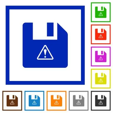 File warning flat framed icons Stock Illustration