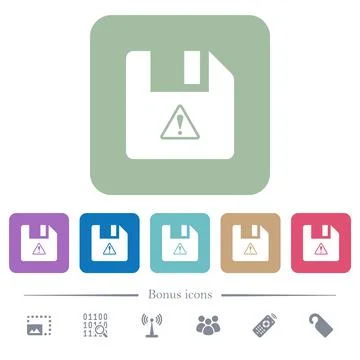 File warning flat icons on color rounded square backgrounds Stock Illustration