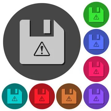 File warning icons with shadows on round backgrounds Stock Illustration
