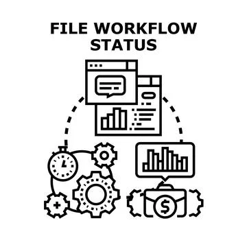 File workflow status examining business process optimization Stock Illustration