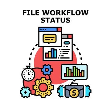 File workflow status examining business process optimization Stock Illustration