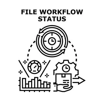 File workflow status tracking and data analysis Stock Illustration